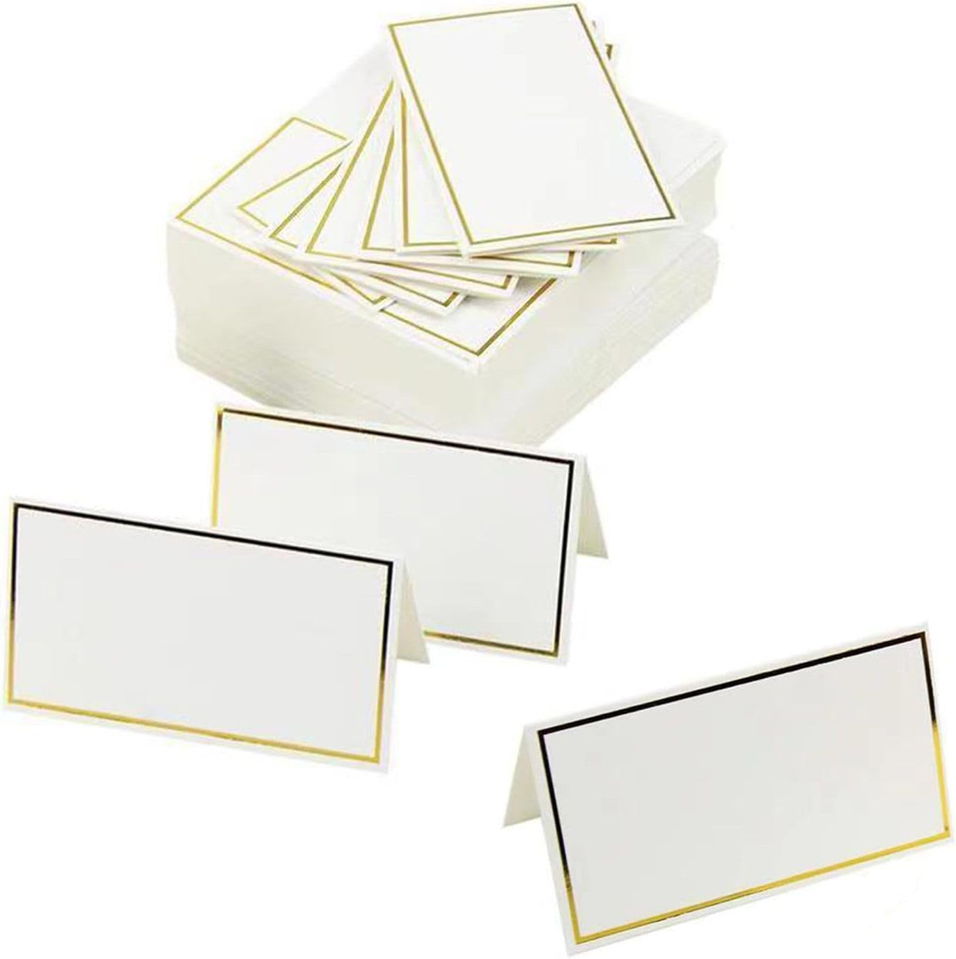 50Pcs Gold Foil Wedding Place Cards with Tent Design