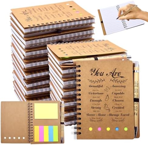 100 PCS Christian Prayer Journal Set with Spiral Notebook and Bamboo Pens