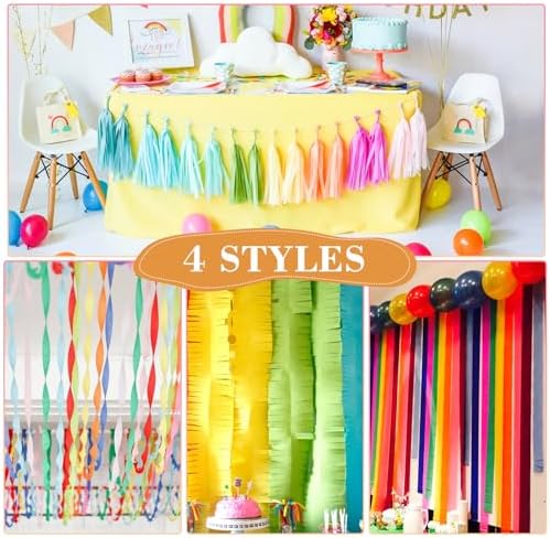 Red Crepe Paper Streamers 4 Rolls 328ft Pack