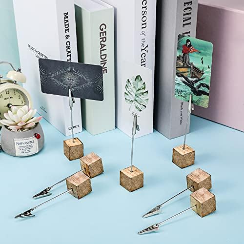 20 Pcs Wood Cube Memo Clip Holder with Alligator Clips