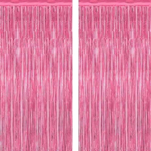 2 Pack Pink Tinsel Backdrop Curtains
