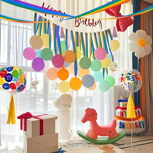 Tlswshsy 12 Rolls Rainbow Crepe Paper Streamers