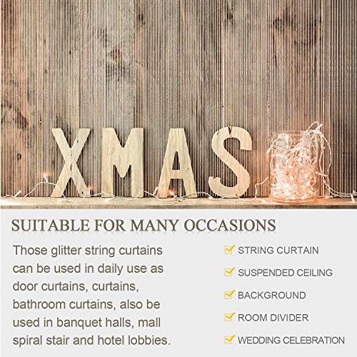 WILLBOND 4 Pcs Glitter String Curtains with Fringe
