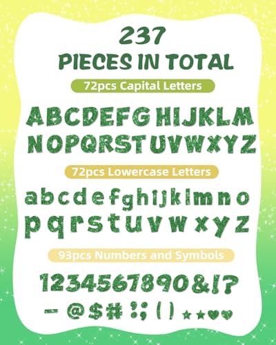 237 Pcs Glitter Bulletin Board Letters Green
