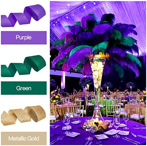 PartyWoo Mardi Gras Crepe Paper Streamers 6 Rolls
