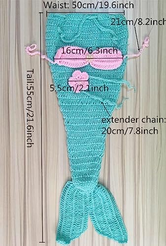 Pinbo Newborn Baby Photography Prop Crochet Mermaid Costume Set