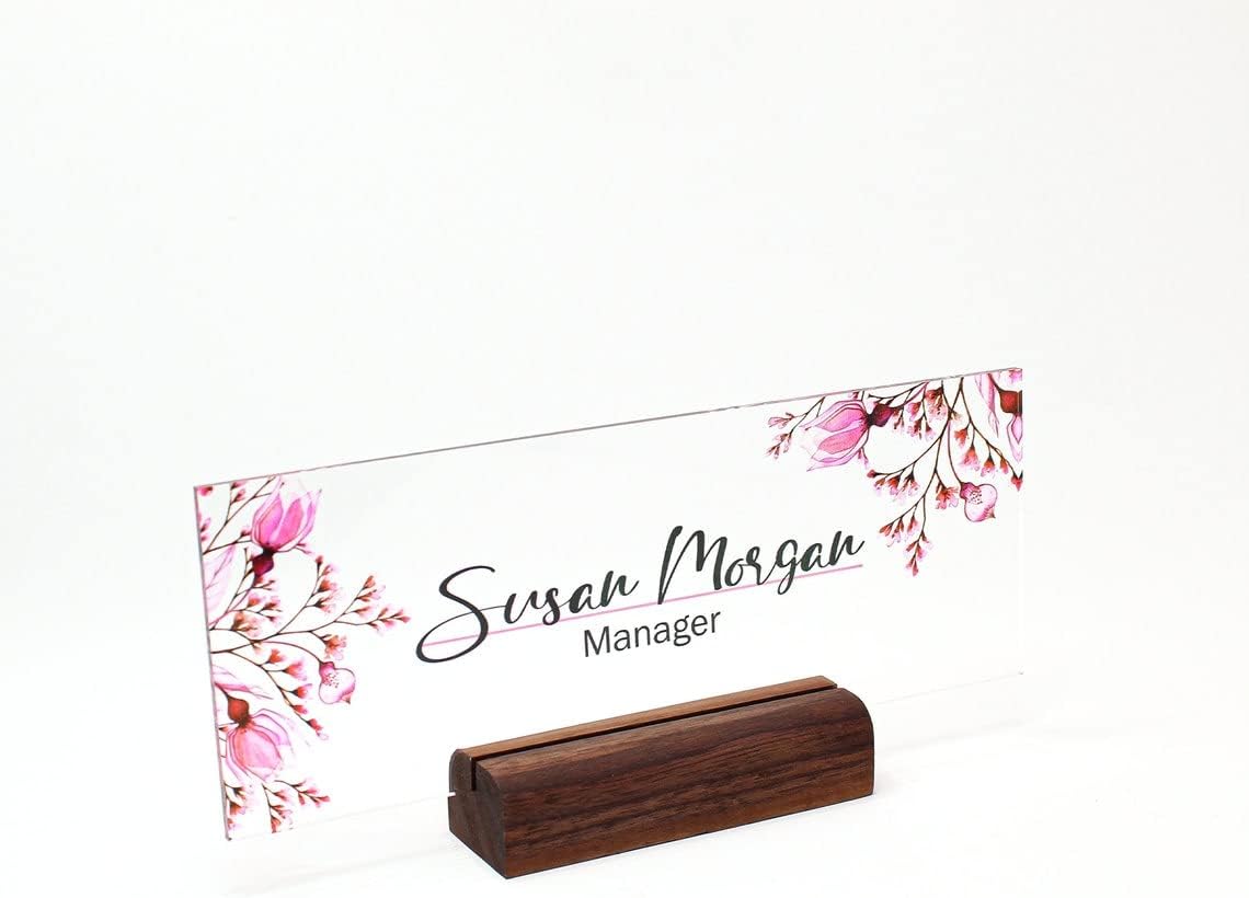 Teacher Desk Nameplate with Acrylic and Wood Base