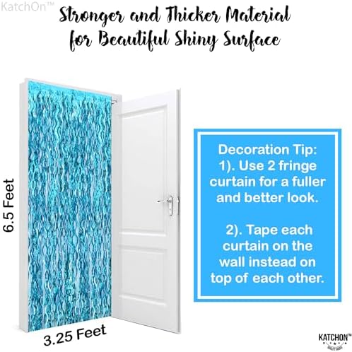 KatchOn XtraLarge Wavy Blue Foil Fringe Curtain - Pack of 2
