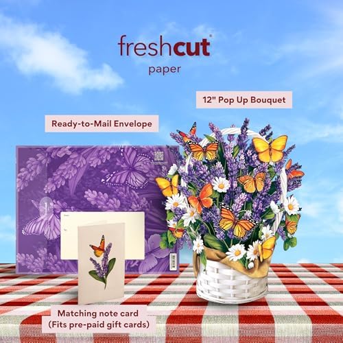 Freshcut Paper Pop Up Cards Lavender Butterflies