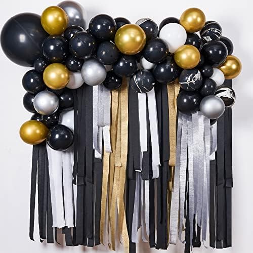 PartyWoo Crepe Paper Streamers 4 Rolls Silver 328ft Total