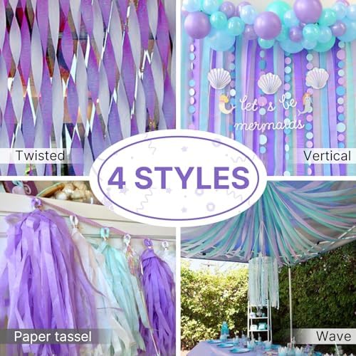 PartyWoo Crepe Paper Streamers 8 Rolls 656ft Set