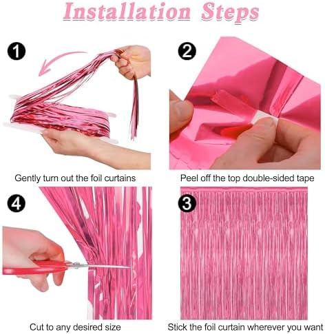 2 Pack Pink Tinsel Backdrop Curtains