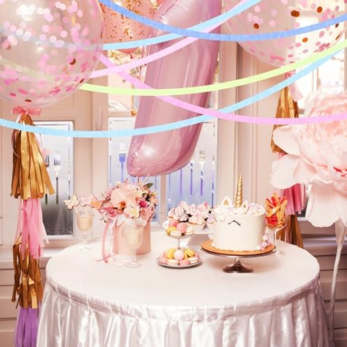 MECCANIXITY Crepe Paper Streamers 6 Rolls 492ft Party Decorations