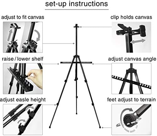VViViD Black Aluminum Adjustable Display Easel with Carrying Case 64