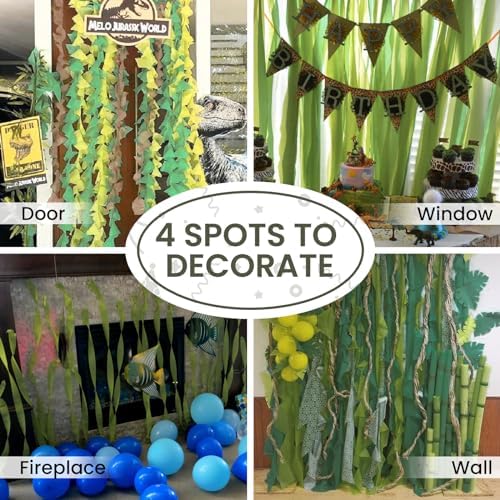 PartyWoo Green Crepe Paper Streamers 10 Rolls 820 Ft Pack
