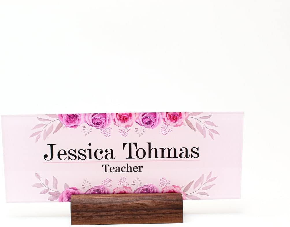 Classy Executive Pink Desk Name Plate with Custom Text