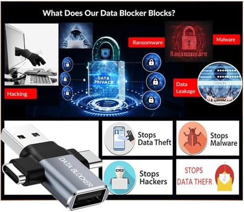 USB Data Blocker - 4 in 1 Hack Proof Secure Charging