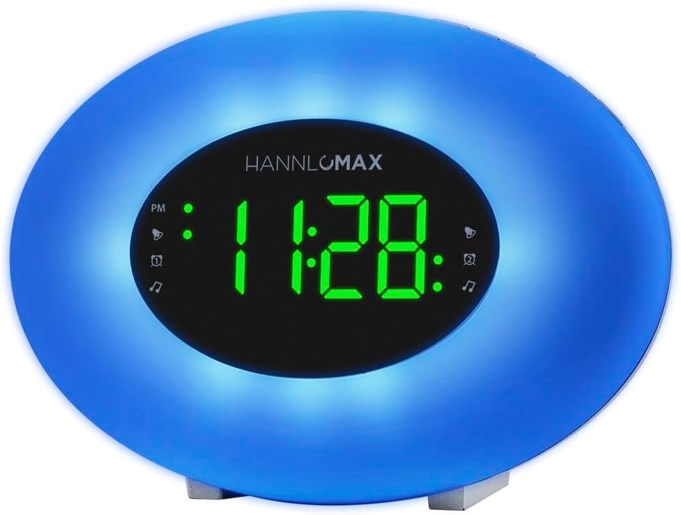 HANNLOMAX HX-162CR Clock Radio with RGB Light and Dual Alarm