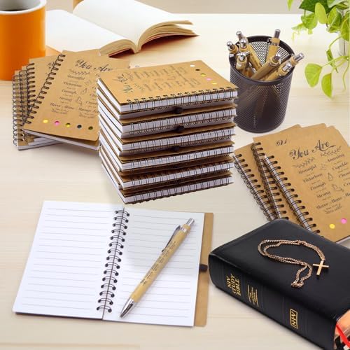 100 PCS Christian Prayer Journal Set with Spiral Notebook and Bamboo Pens