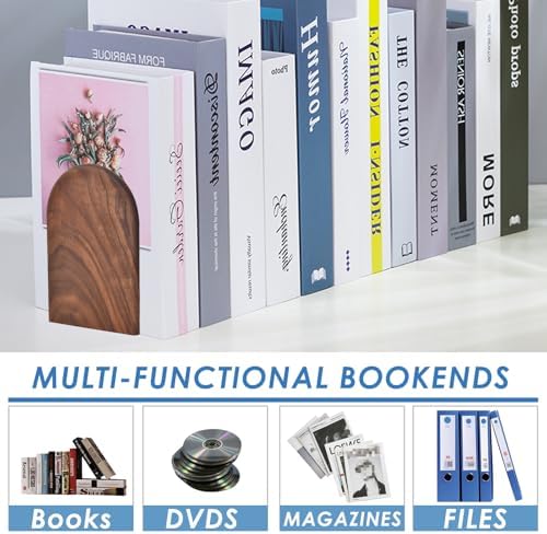 Sturdy Wooden Bookends with Non-Slip Base - 1 Pair
