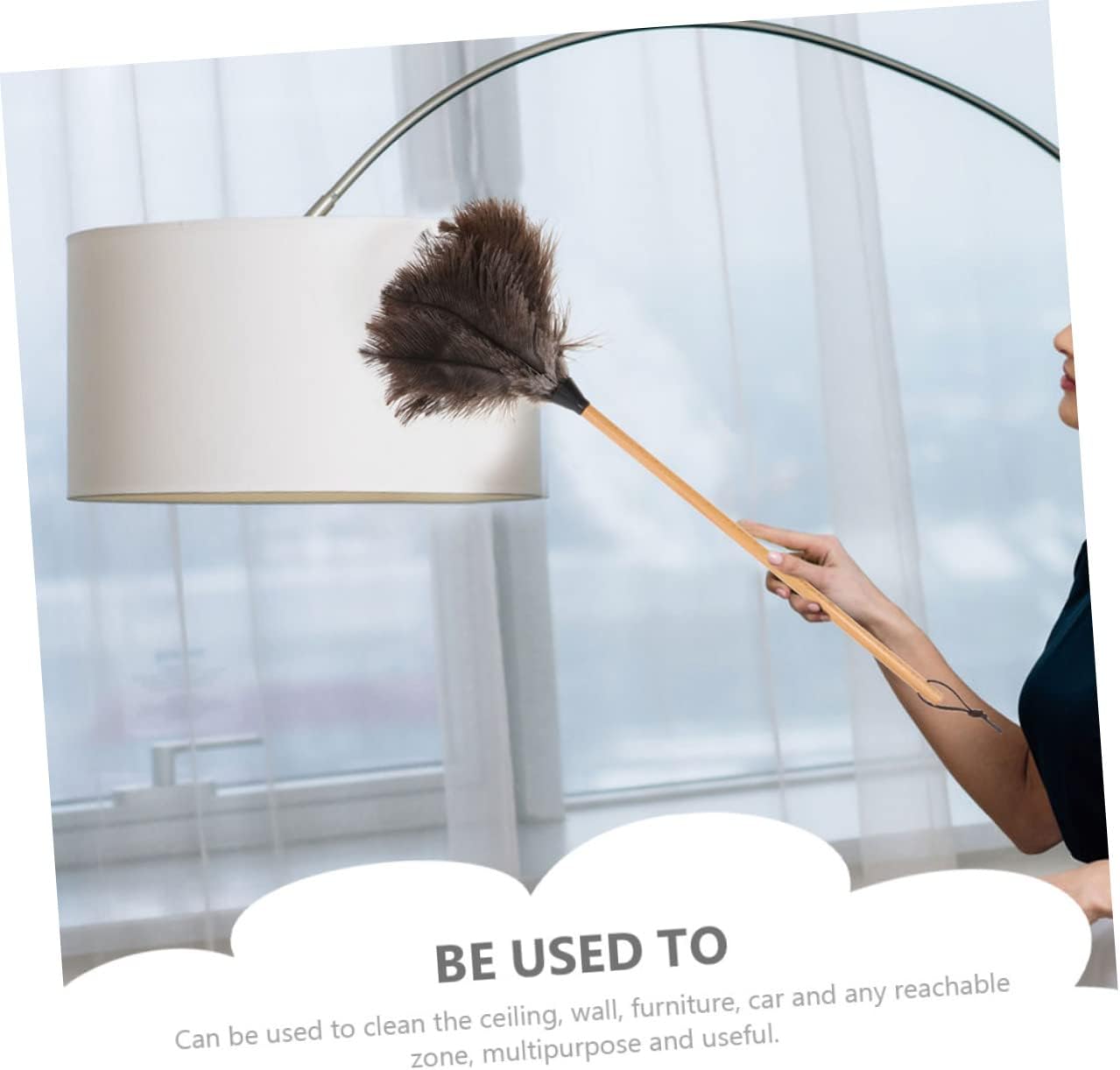 2pcs Feathered Duster with Random Handle for Furniture Cleaning