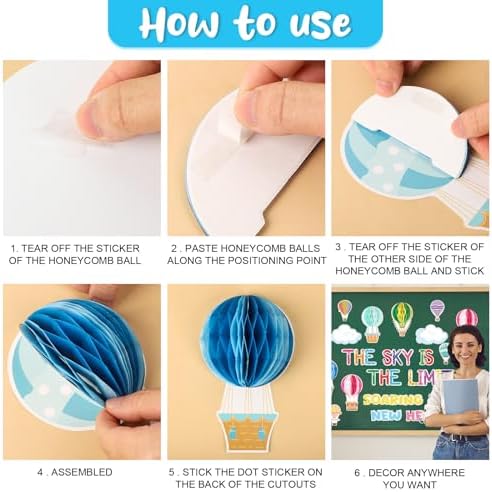3D Hot Air Balloon Bulletin Board Decorations