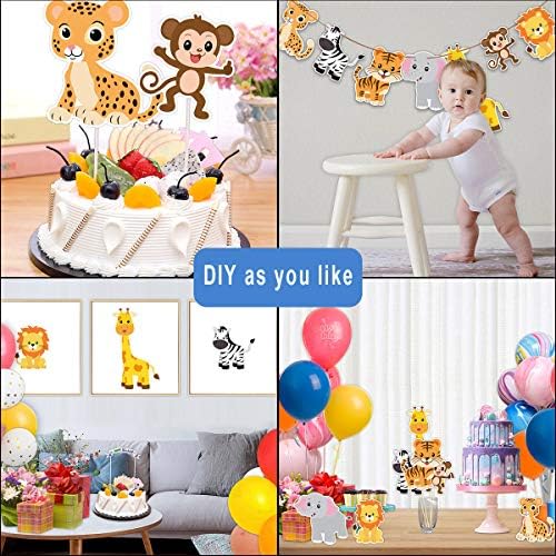 Zoo Animal Cutouts for Baby Shower Birthday Bulletin Board 21 Count