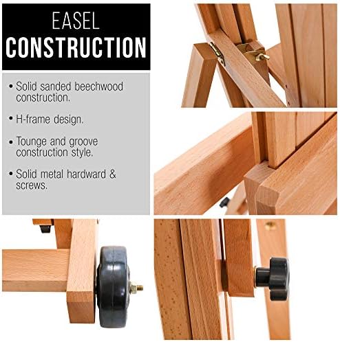 US Art Supply Master Multi-Function Studio Wooden Floor Easel