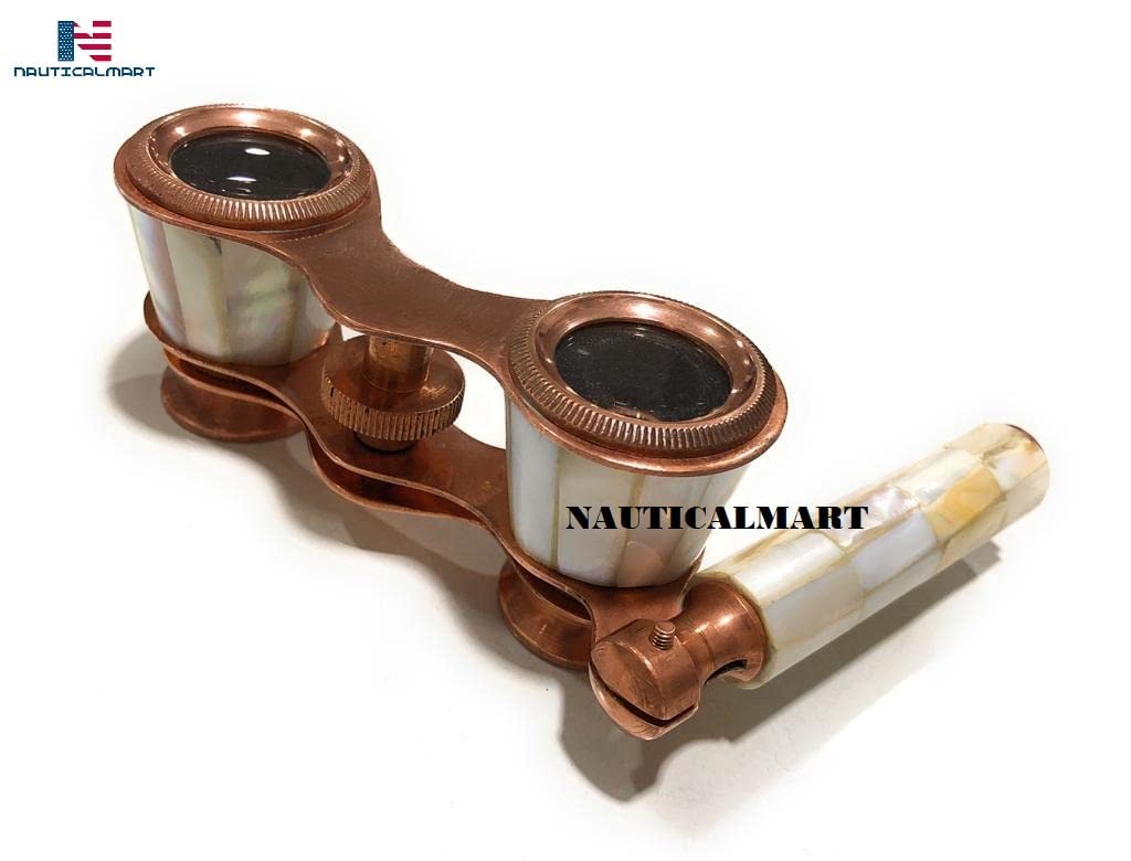 Antique Brass Binocular Mother of Pearl