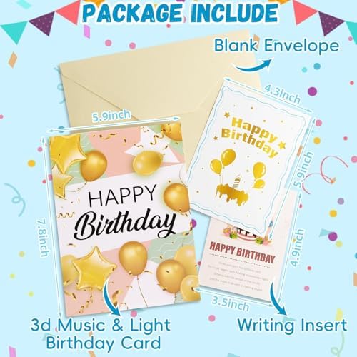 Lupow 3D Pop Up Musical Birthday Card with Lights