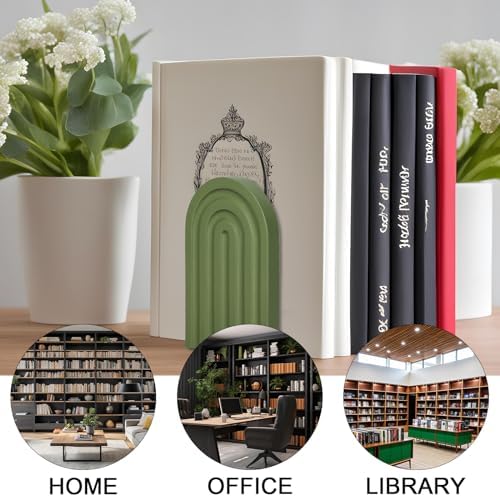 Whaline 4Pcs Rainbow Wooden Bookends for Home Office Library