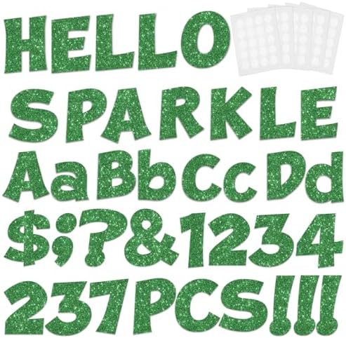 237 Pcs Glitter Bulletin Board Letters Green
