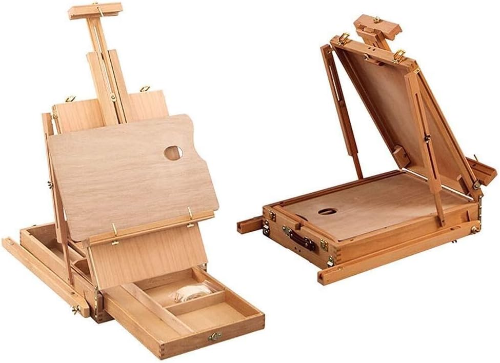 Portable Wooden Art Easel with Adjustable Height and Angle