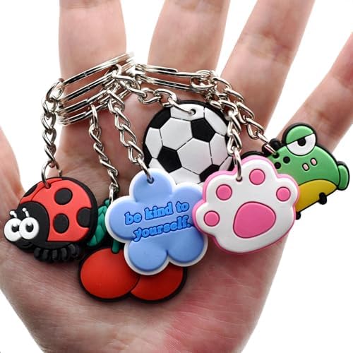 Gibleitz 30 50 100 200pcs Mixed Keychains Classroom Rewards Keyrings
