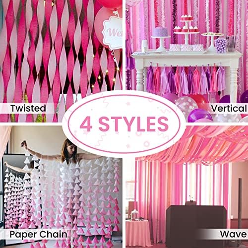 PartyWoo Crepe Paper Streamers 6 Rolls 492 Feet Pack