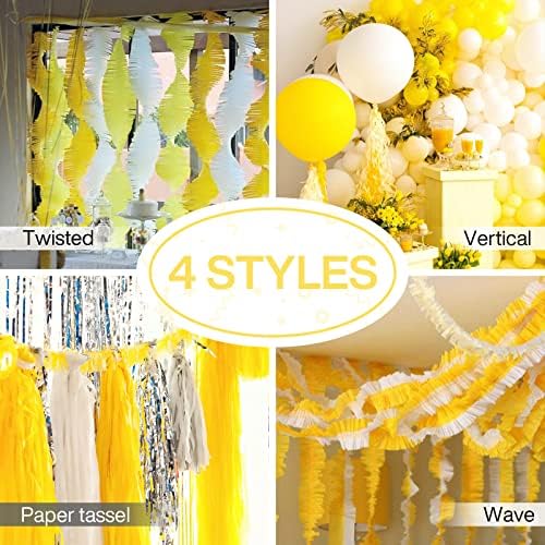PartyWoo Crepe Paper Streamers 4 Rolls Yellow