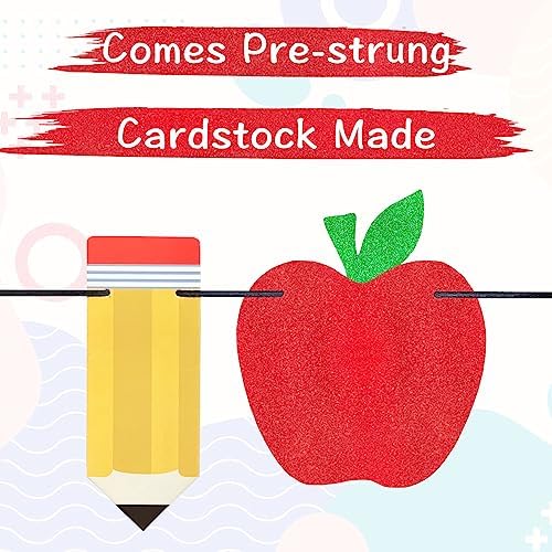 VILIFEVER 2 Pieces Pencil Apple Banner Back to School Decorations