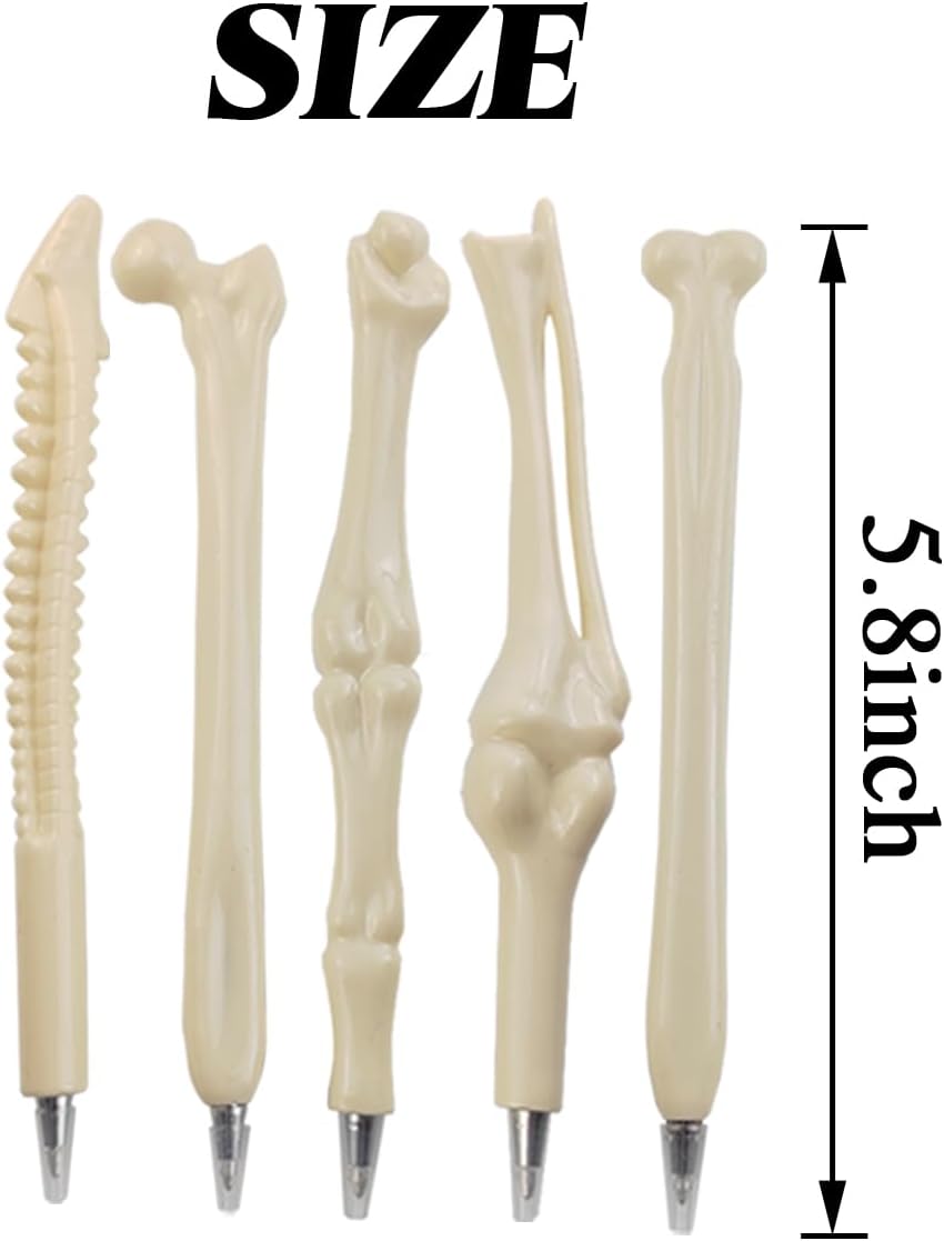 GXXMEI 15PCS Bone Shaped Ballpoint Pens for Halloween Party Gifts