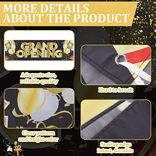 Grand Opening Banner 3x10 ft Oxford Cloth Sign and Hanging Rope