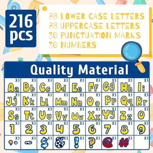 Ireer 216 Pcs Cartoon Bulletin Board Letters Set