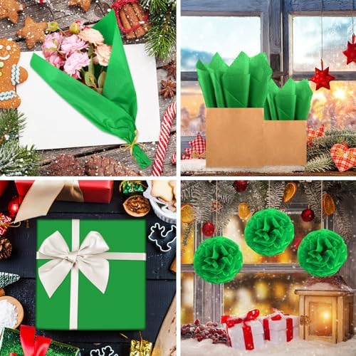 Morcheiong 60 Sheet Green Tissue Paper for Art and Wrapping