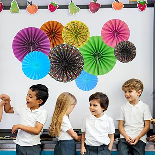 12 Piece Confetti Hanging Paper Fans for Classroom Decorations
