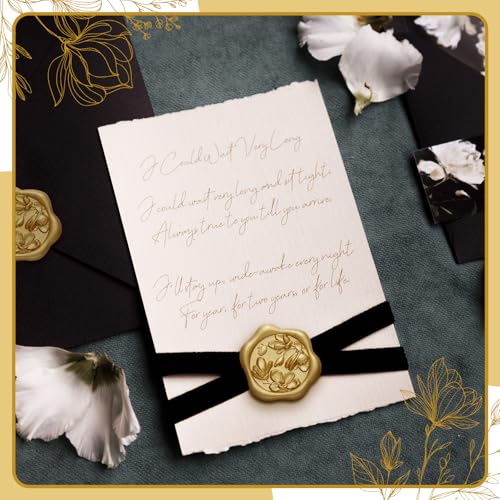 100pcs 3D Magnolia Wax Seal Stickers Antique Gold