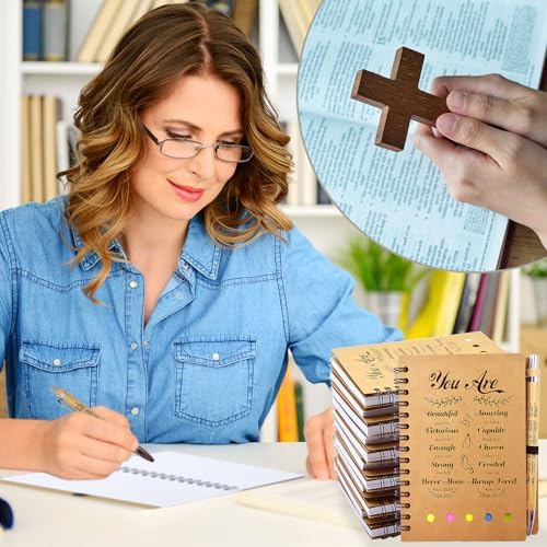 100 PCS Christian Prayer Journal Set with Spiral Notebook and Bamboo Pens