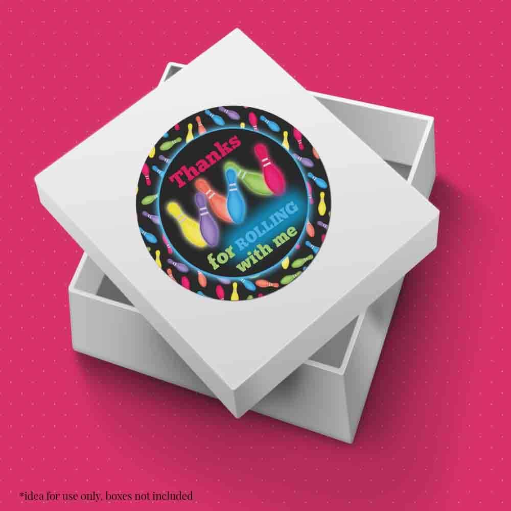 Cosmic Glow Bowling Sticker Labels for Kids