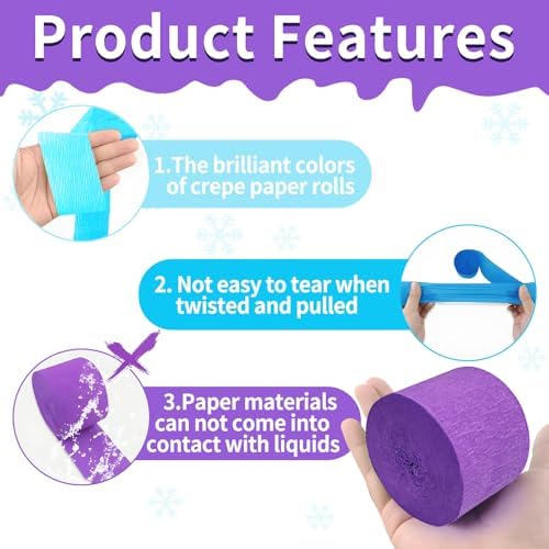 Frozen Birthday Party Decorations 8 Rolls Crepe Streamers