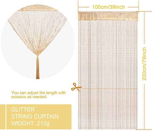 WILLBOND 4 Pcs Glitter String Curtains with Fringe