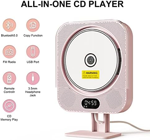 Kpop Pink CD Player with IR Remote and Bluetooth