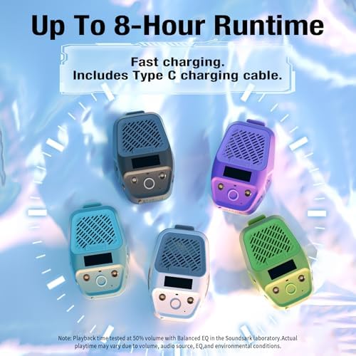 Wearable Bluetooth Speaker with LED Lighting and Clock Display