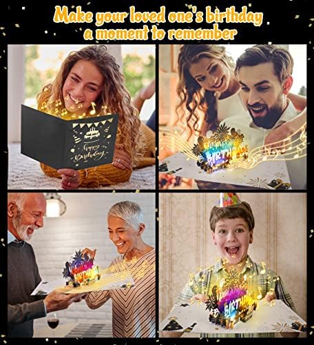 Musical Pop Up Birthday Card with LED Light and Happy Birthday Music